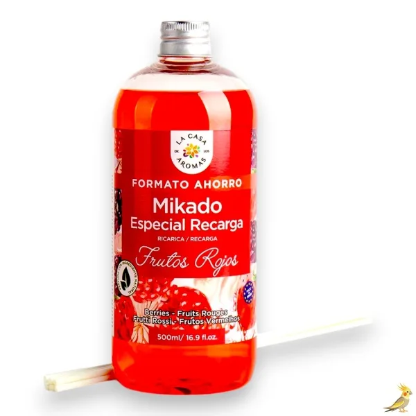 Ambientador Mikado de Frutos Rojos para Hogar – Recarga Especial de 500ML – Fragancia Duradera – Pack 2 Unidades – La Casa De Los Aromas.